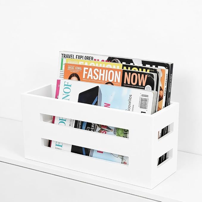 Magazine File Holder, Standing Wooden Magazine Rack, Desk Folder Organizer - Image 5
