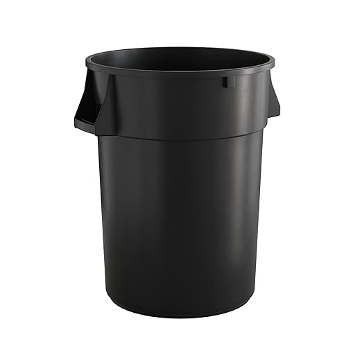44 Gallon Black Round Commercial Trash Can-DeskLoop Office