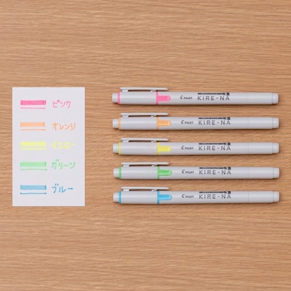 PILOT KIRE-NA Highlighter Set, Basic 5 Colors, Chisel and Fine Tip, Quick-Dry - Image 3