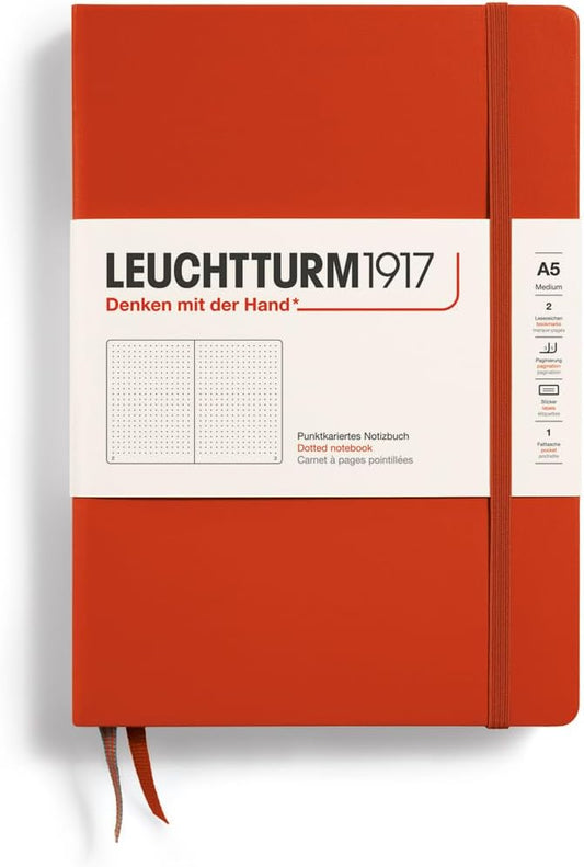 LEUCHTTURM1917 - Notebook Hardcover Medium A5-251 Numbered Pages for Writing and Journaling (Fox Red, Dotted)-DeskLoop Office