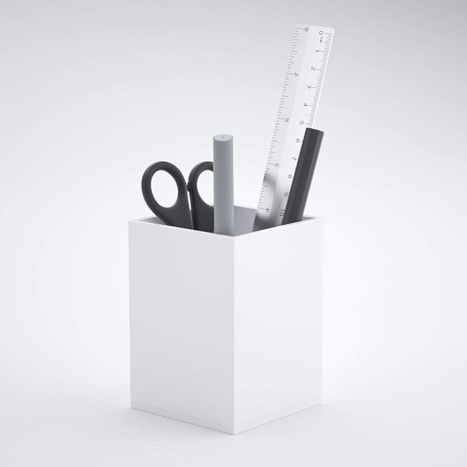 NIUBEE White Acrylic Pen Holder 2 Pack, Desktop Pencil Cup Stationery Organizer - Image 7