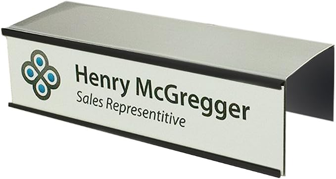 Quality Aluminum, Changeable Cubicle Nameplate Holder, Satin Silver Base by NapTags