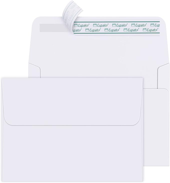 Eupako A6 White Envelopes 4x6, 250 Pack Self Seal Envelopes by Eupako