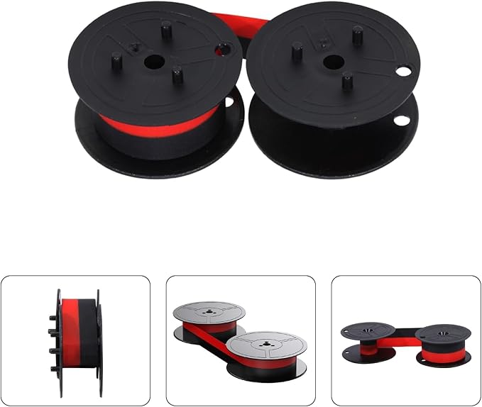 3-Pack Universal Twin Spool Calculator Ribbon, More High Ink Content Version, Compatible with GR24 Porelon 11216 Replacement for Nukote BR80c, Sharp El 1197 P III, Dataproducts R3027,Black/Red-DeskLoop Office