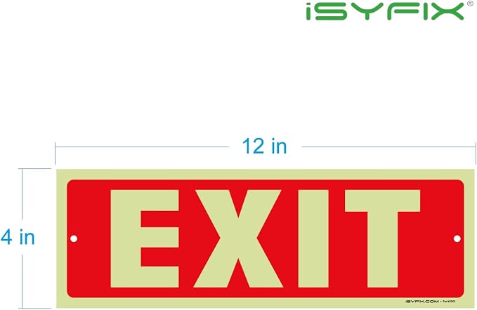 iSYFIX Exit Glow in the Dark Sign – 6 Pack 12x4 Inch – 40 mil Thick Polystyrene - Image 8