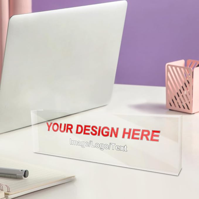 Personalized Acrylic Desk Plaque Custom Name Plate Block Desktop Accessories - Image 2