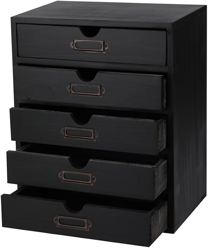 Wooden Storage Box with 5 Drawers Apothecary Drawers Vintage Wooden Drawers by Unknown