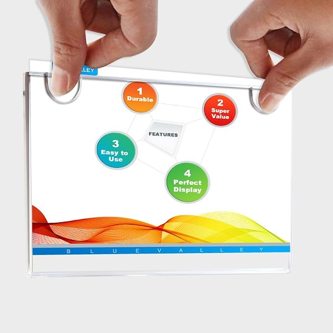 BlueValley 12 Pack Acrylic Sign Holder 8.5x11 Wall Mount Landscape – Clear Menu - Image 6