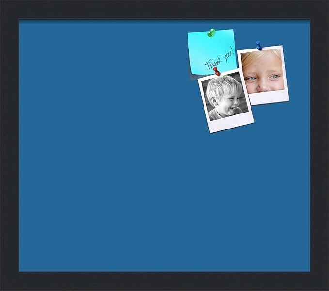 PinPix 15x13 Inch Cork Bulletin Board. This Decorative Framed Pin Board Comes with Navy Pastel Design and a Satin Black Frame. Ideal for Home Office Decor or Message Board (PinPix-1811)-DeskLoop Office