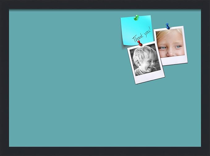 PinPix 21x15 Inch Cork Bulletin Board. This Decorative Framed Pin Board Comes with Aqua Pastel Design and a Satin Black Frame. Ideal for Home Office Decor or Message Board (PinPix-1806)-DeskLoop Office