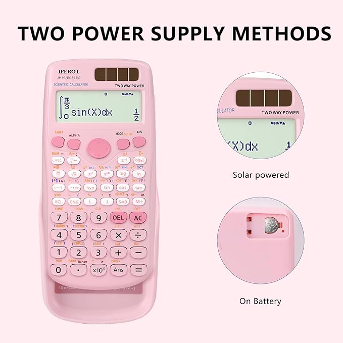 Scientific Calculators, IPEROT Pink Scientific Calculator 417 Function, Desktop Math Solar Calculators School Supplies Suitable for High School and College Students Algebra and Other Math Textbooks-DeskLoop Office