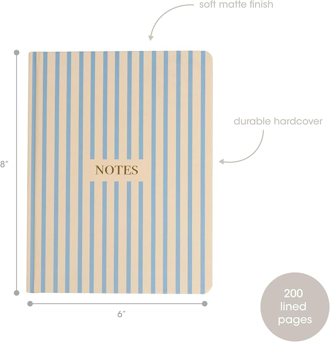 Pearhead Hardcover Journal Notebook 6x8 – Cream & Blue Stripe College-Ruled - Image 2