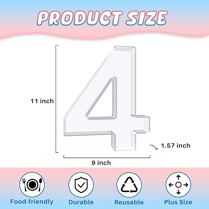 11" Acrylic Number Charcuterie Board Box, Reusable Fillable Number Cake Candy - Image 2
