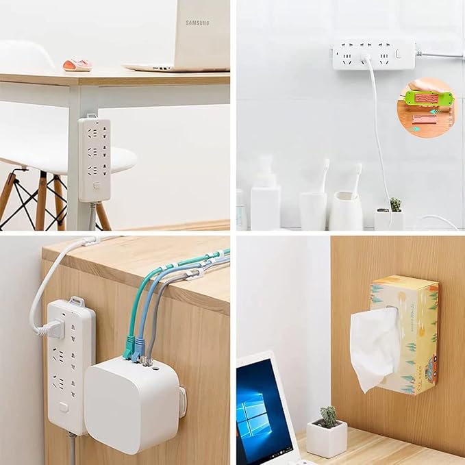 CHNLML 12PCS Power Strip Holder, Adhesive Punch-Free Socket Holder, Self - Image 5