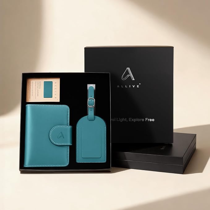 ALLIVE RFID Passport Holder for Travel, Genuine Leather Passport Holder - Image 2