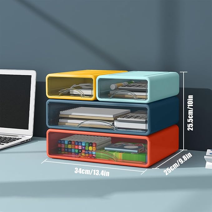 Desk Organizer with Drawers, Stackable Storage Drawers with Compartments - Image 3