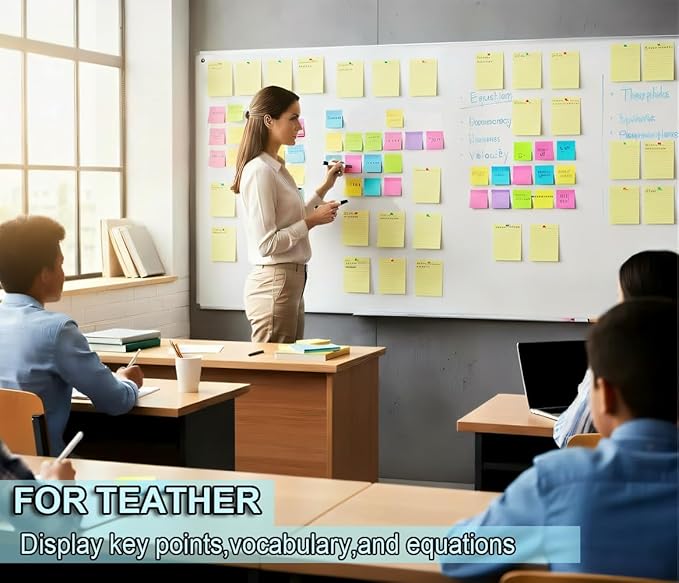 Lined Sticky Notes 4x6 in, Ruled Stickies Super Sticking Power, Office School - Image 4
