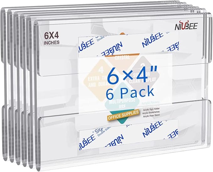 NIUBEE 4x6 inch Wall Mount Acrylic Sign Holder by NIUBEE