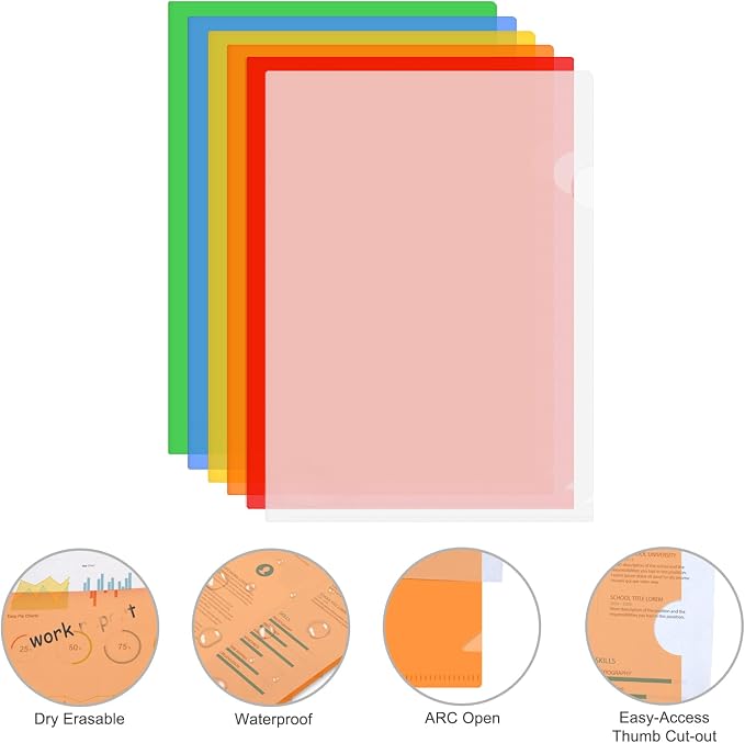 ViVin 36 Pack Plastic Clear Document Folders, L-Type Plastic 8.5x11 File Sleeves - Image 2