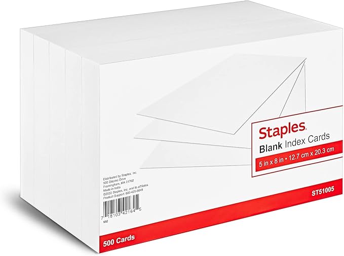 Staples Index Cards, 1000 Pack – Bulk Unruled Cards by Staples