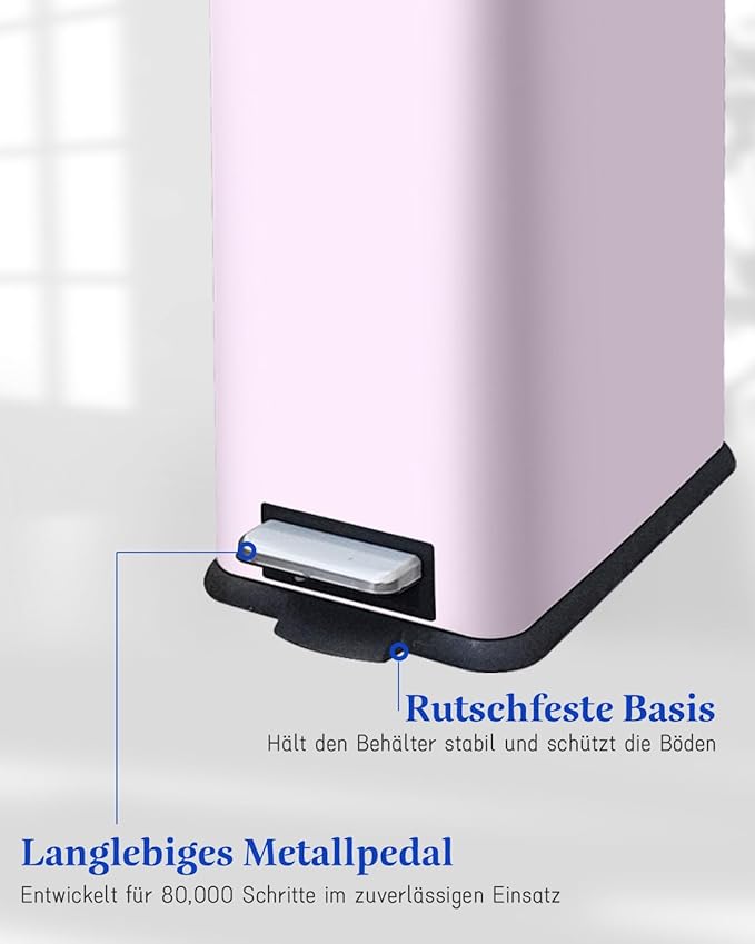 JM.YIPENG Bathroom Rubbish Bin, 5 Litre Cosmetic Bin, Small Waste Bin with Soft Close Lid, Bathroom Bin for Toilet, Bathroom, Bedroom, Living Room, Pink-DeskLoop Office