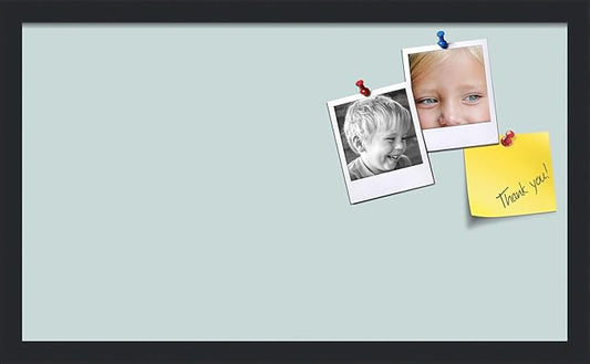 PinPix 24x14 Inch Cork Bulletin Board. This Decorative Framed Pin Board Comes with Soft Blue Design and a Satin Black Frame. Ideal for Home Office Decor or Message Board (PinPix-1814)-DeskLoop Office