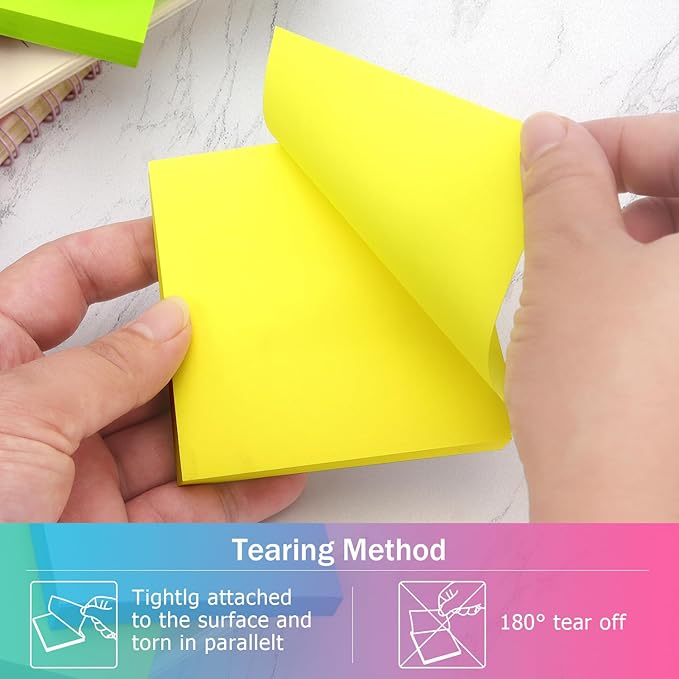 Sticky Notes 3x3 Pop Up Self-Stick Notes Pads with 6 Bright Colors, Easy to Post for Office, School, Home, 6 Pads/Pack, 100 Sheets/Pad(Pop Up)-DeskLoop Office