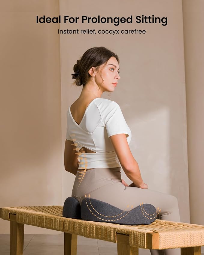 ProtoArc Seat Cushion, Office Chair Cushion for Sciatica, Coccyx Cushion, Ergonomic Memory Foam Seat Cushion for Car, Home, Pressure Relief Pad for Hip, Tailbone, All Day Comfort - Dark Gray-DeskLoop Office