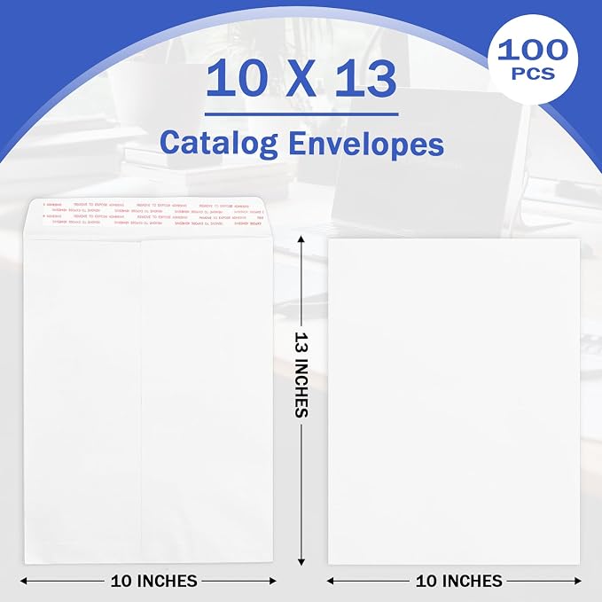 100 Pack 10x13 White Catalog Envelopes Self Seal, Goefun 100GSM Paper White - Image 3