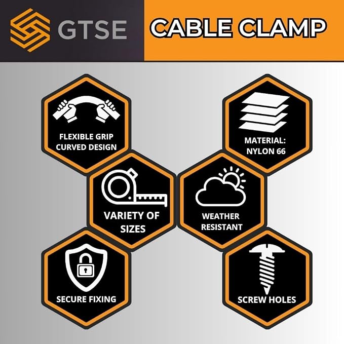 GTSE White Nylon Plastic Cable Clamps, 3/16" Screw Mounts - Image 7