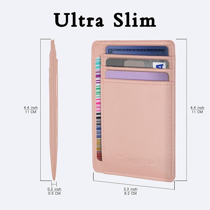 Travelambo Front Pocket Minimalist Leather Slim Wallet RFID Blocking Medium Size - Image 7