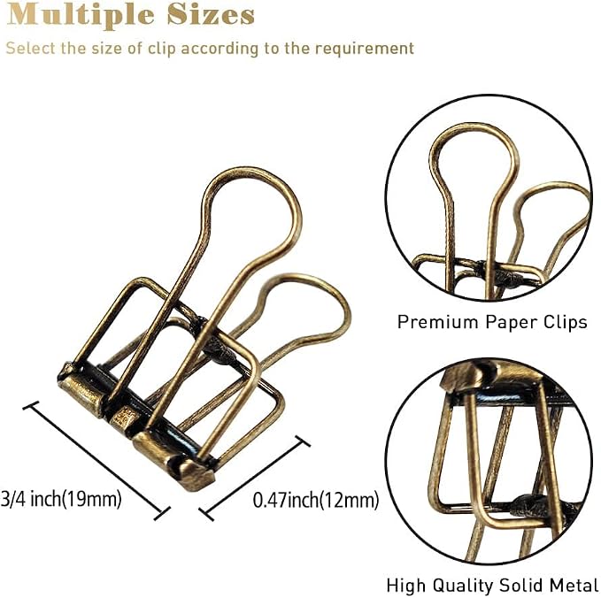 Hollow Out Bronze 3/4 Inch Micro Binder Clips - Image 2