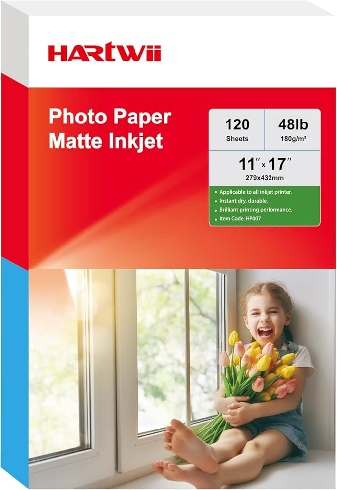 120 Sheets Matte Presentation Paper 11x17 48lb 180gsm Photo Paper for All Dye Ink Inkjet Printers-DeskLoop Office