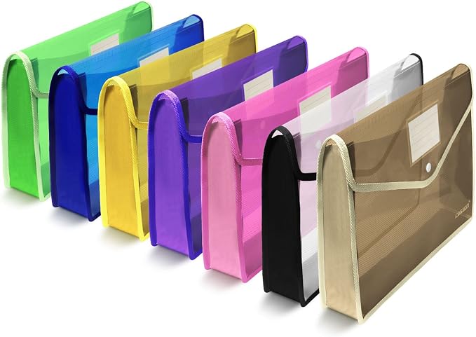 7 Pack B4 Plastic File Folders Waterproof Transparent Expandable File Folder by CASAON