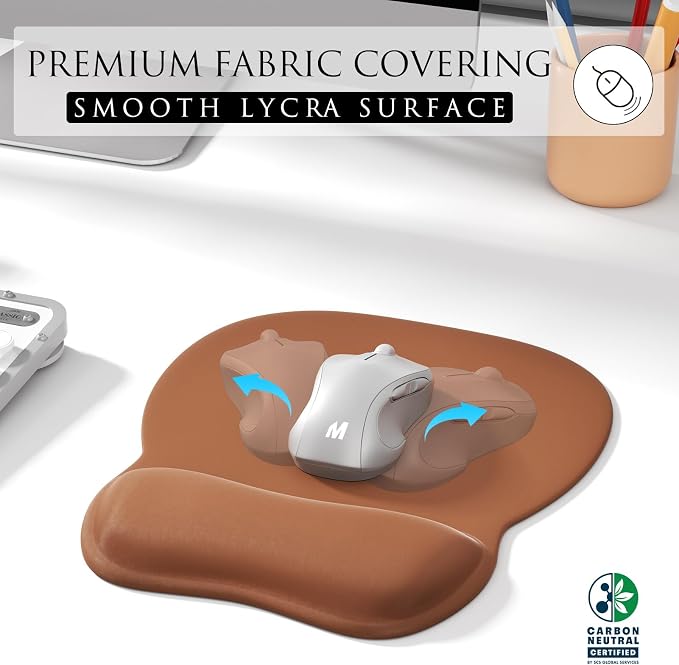 MROCO Ergonomic Mouse Pad with Gel Wrist Rest, 9.4 x 8.1 in, Coffee Brown | - Image 2