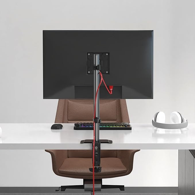 Pholiten Single Monitor Stand, Heavy Duty Adjustable Monitor Arm Desk Mount for 13-27Inch, Tilt, Swivel, Rotate, Support 22 lbs,Black-DeskLoop Office