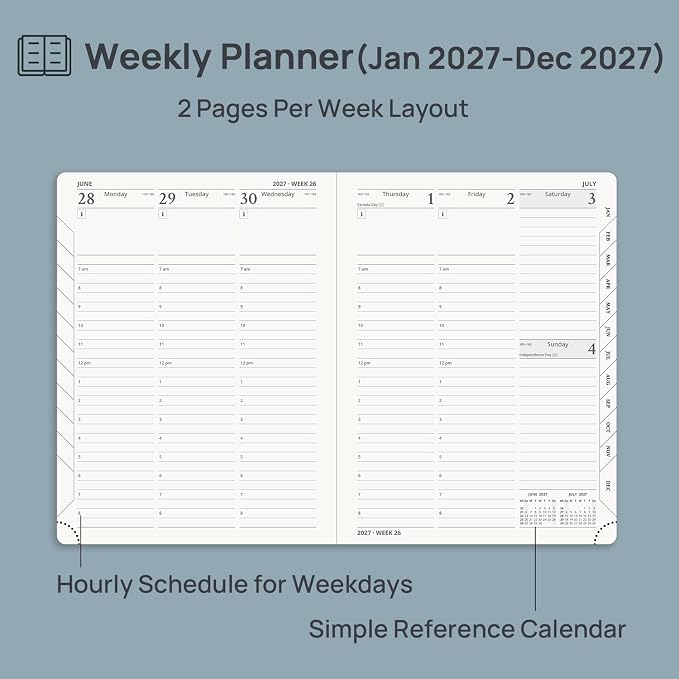 POPRUN 2027 Planner Weekly and Monthly, 6.5" x 8.75" Calendar, Jan 2027- Dec - Image 3