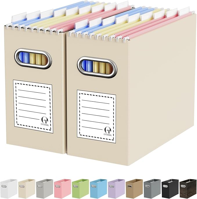 Oterri File Organizer Box, Portable Collapsible Cardboard File Folder Organizer by Oterri