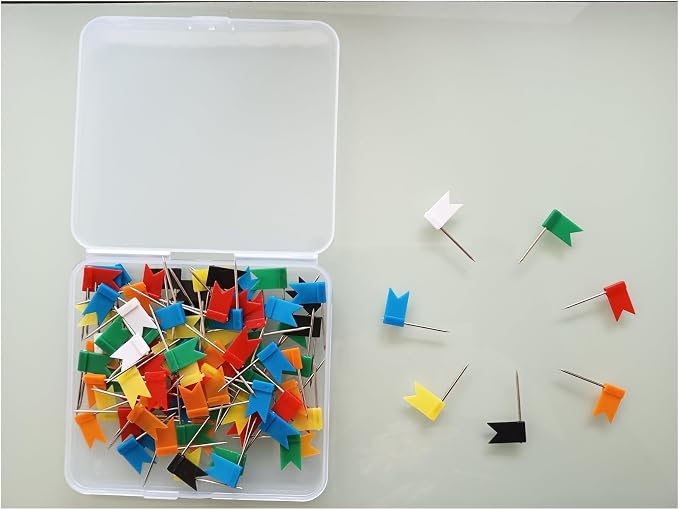 100PCS Map Flag Push Pins, Newlan Colorful Map Tacks Push Pins, Flag Tacks - Image 3