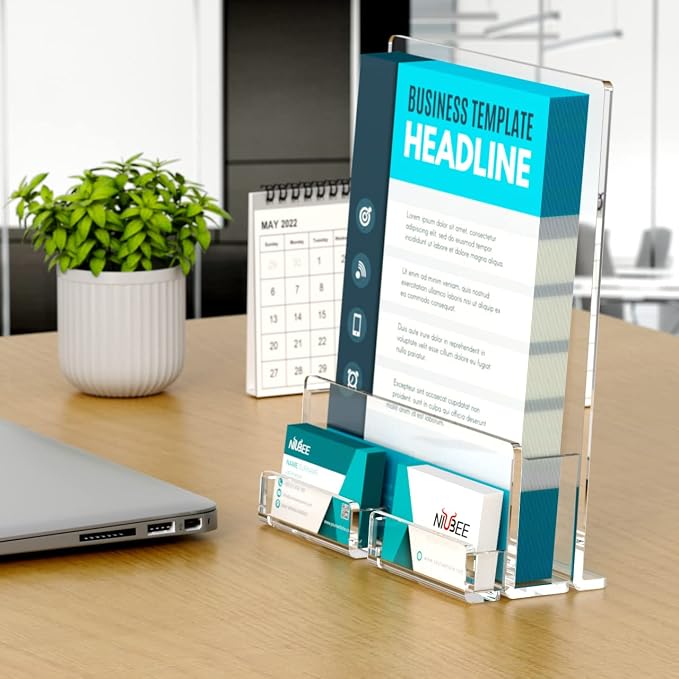 NIUBEE 2-Pack Acrylic Brochure Holder 8.5*11 inches, Plastic Flyer Display Stand - Image 6