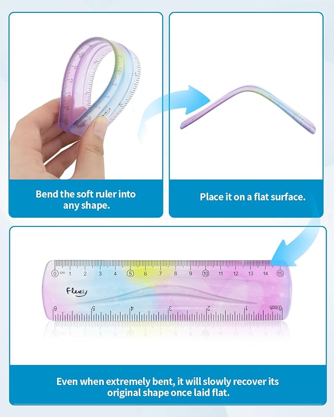 2 Pack Flexible Ruler Set, 6 Inch Bendable Rulers - Image 4