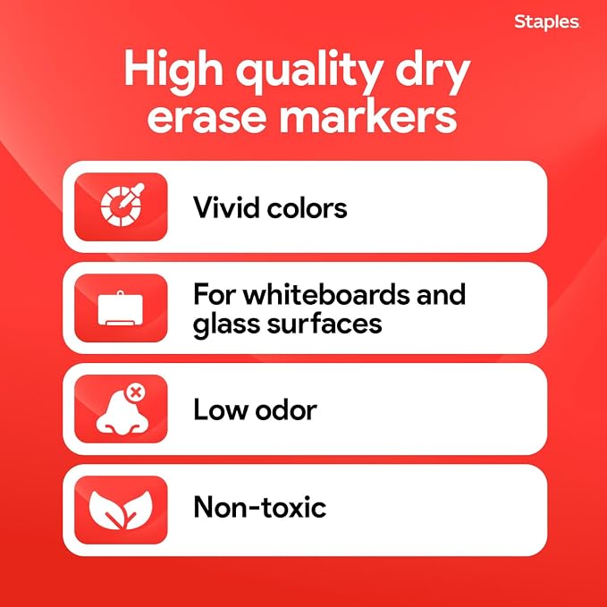 STAPLES Low Odor Dry Erase Markers, Chisel Tip, 12 Pack – Remarx Bold - Image 4