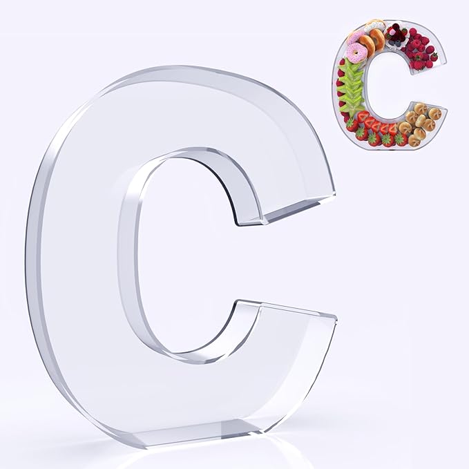 11" Acrylic Letter Charcuterie Box, Reusable Fillable Alphabet Number Shaped by RUFHVTY