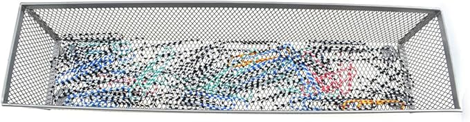 HAHIYO Stackable Mesh Tray Cup 12 x 3 x 2 inches Sturdy Container for Desk Drawer Organizer Collection for Home Office School kitchen Soft Foam Feet No Sharp Edges 2 Pack Silver-DeskLoop Office