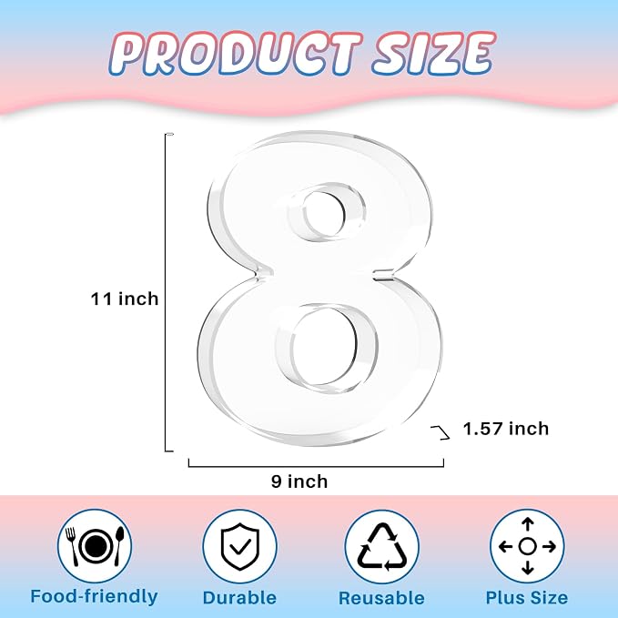 11" Acrylic Number Charcuterie Board Box, Reusable Fillable Number Cake Candy - Image 2