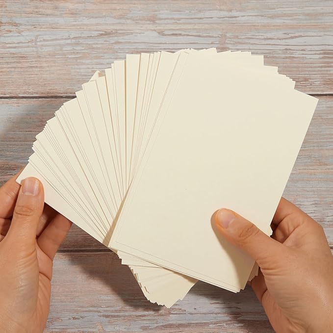 100 Pack Thick Paper Cardstock Blank Heavy Cards Stock for Invitations, Greeting Cards Making, Postcards, Photos, 250GSM Thick Paper (Cream, 5x7 inches)