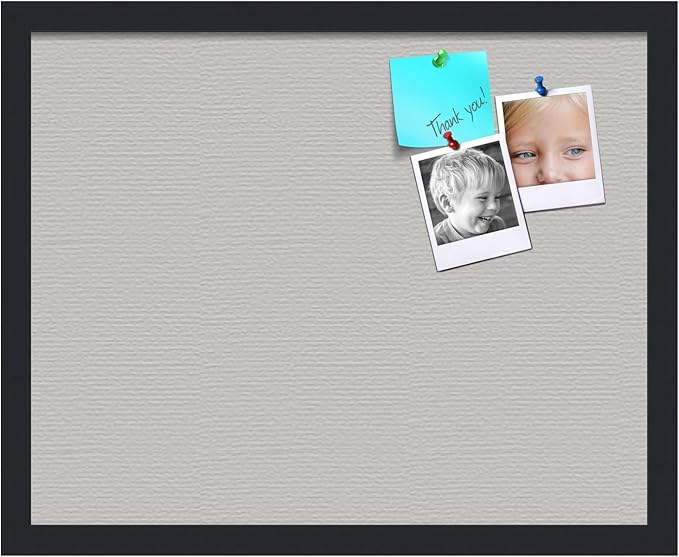 PinPix 20x16 Inch Cork Bulletin Board. This Decorative Framed Pin Board Comes with Light Stone Design and a Satin Black Frame. Ideal for Home Office Decor or Message Board (PinPix-1809)-DeskLoop Office