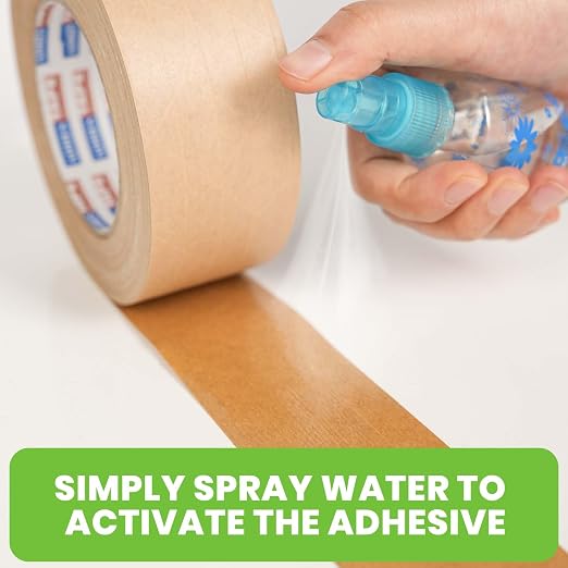 ADHES Water Activated Tape 2" x 55yds, 3 Rolls, Reinforced Kraft Gummed Paper - Image 4