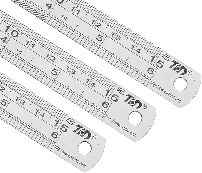ZZTX Ruler Metal Straight Edge Stainless Steel Ruler 6 Inch Ruler Set Rulers Bulk 12 Pack