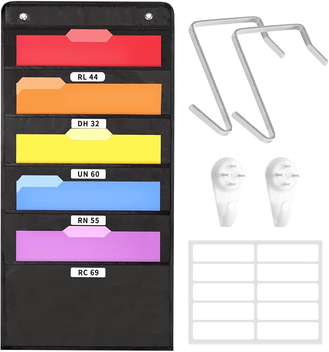 SUNEE 5 Pockets Hanging Wall File Organizer, Space Saver by SUNEE